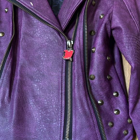 Disney Descendants Faux Leather Purple Kids Moto Jacket Size 5/6 - Picture 4 of 8
